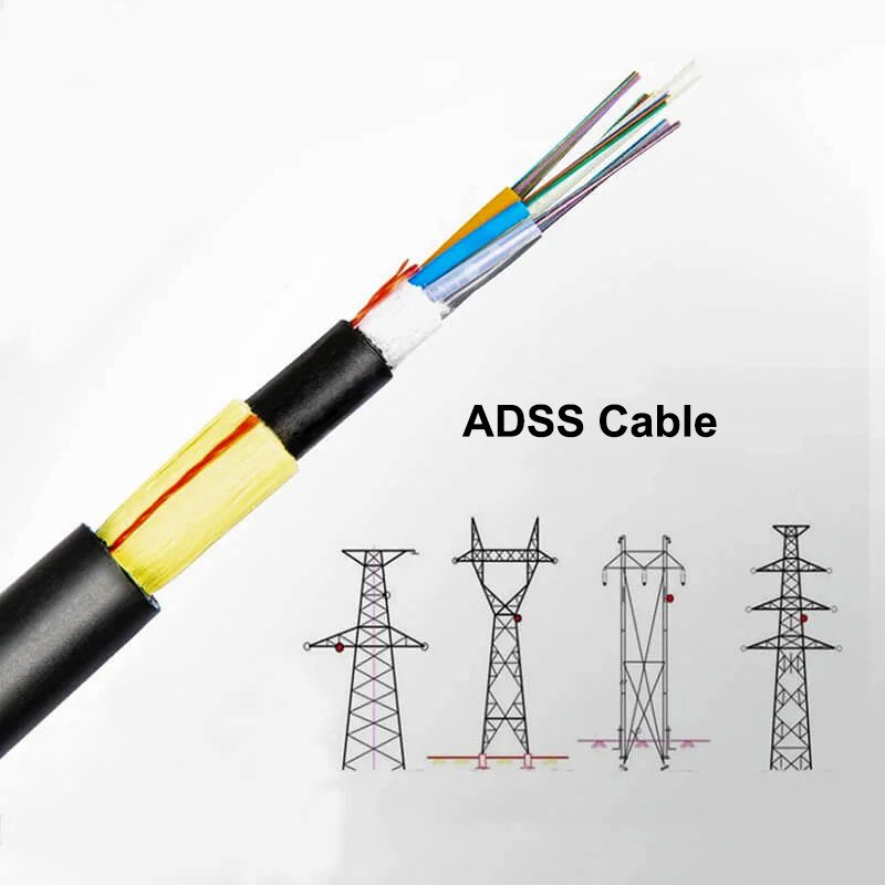 Cross-section of ADSS cable with transmission tower designs.