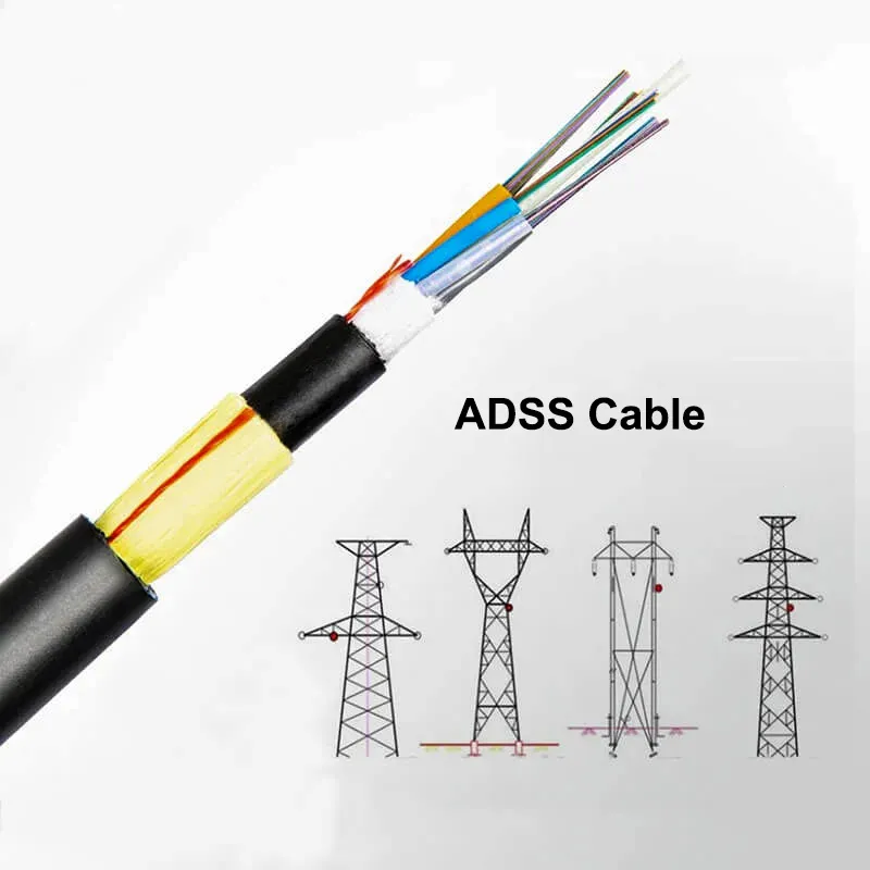Doorsnede van ADSS-kabel met transmissietorenontwerpen.