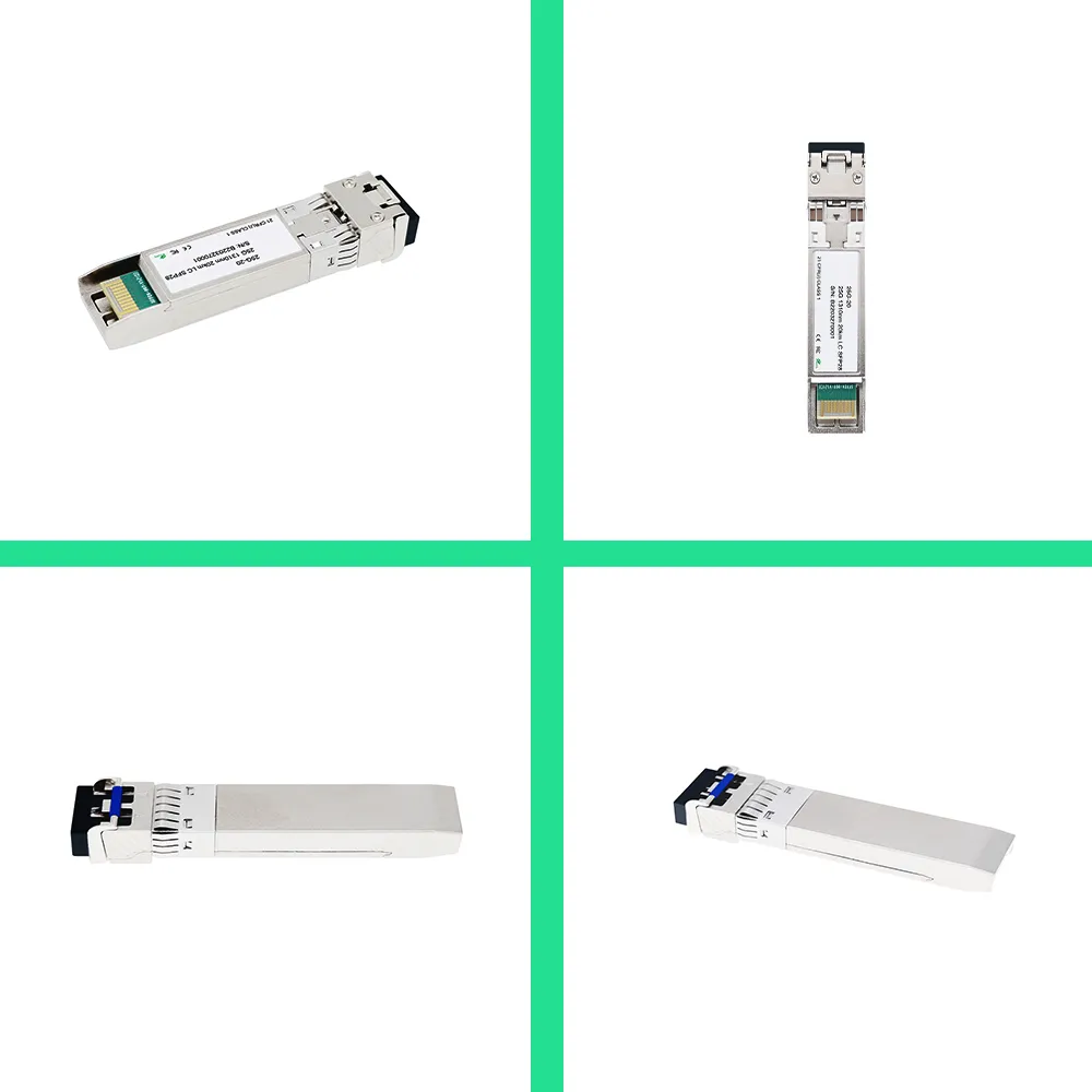 Различные оптоволоконные модули SFP для использования с оптоволоконными кабелями.