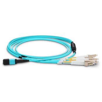 1m MTP female to 4 LC UPC duplex OM3 breakout cable 8F LSZH aqua