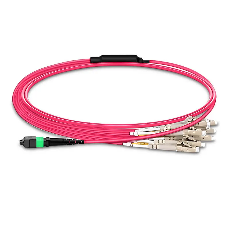 1m MTP male to 8 LC UPC duplex OM4 breakout cable 8F LSZH violet
