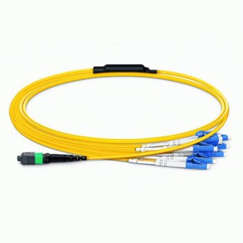 2m MTP female to 12 LC UPC duplex OS2 breakout cable 24F OFNP yellow