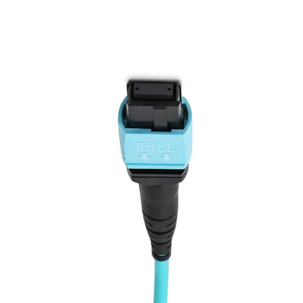 1m MPO-16 APC to APC OM3 Multimode Trunk Cable 16 Fibers LSZH Aqua (1)