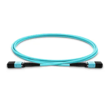 ABPTEL MPO-8 trunk cable, 8 fibers OM3 multimode, UPC female to female connectors, Type B polarity, LSZH aqua jacket, 1m length