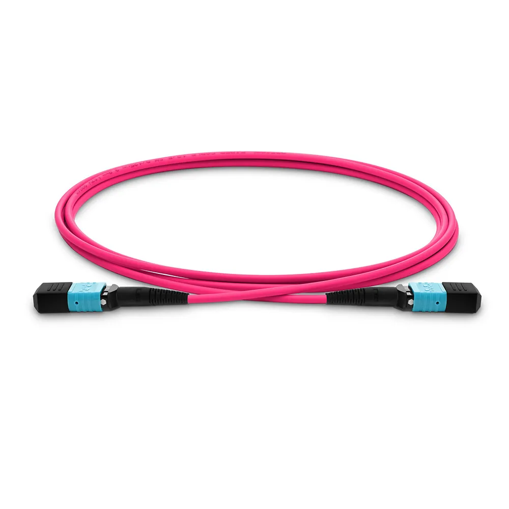 ABPTEL MPO-8 OM4 Trunk Cable, 8 Fibers, UPC Female-Female, Type B, Magenta