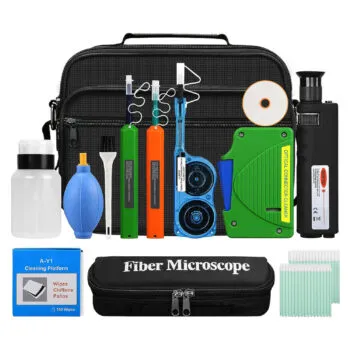 14-in-1 Fiber Optic Cleaning Tool Kit with 400x Microscope and SC/LC/MPO Cleaners