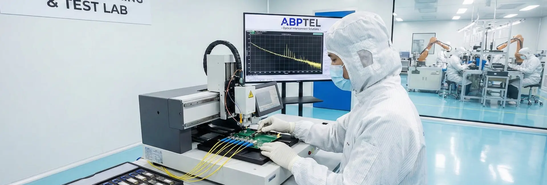 ABPTEL cleanroom manufacturing and optical transceiver testing laboratory