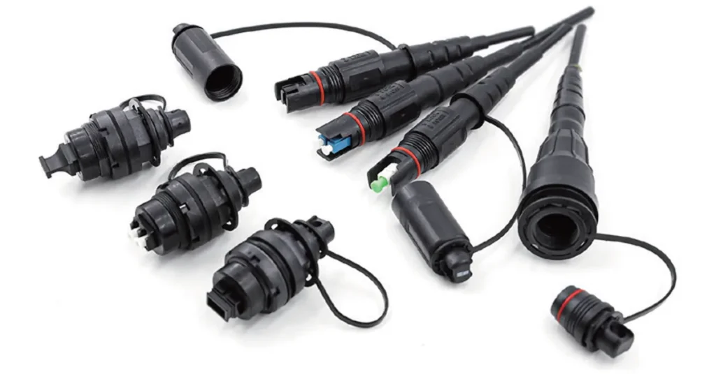 Connection examples of OPT plug and adapter for SC, DLC and MPO waterproof interfaces