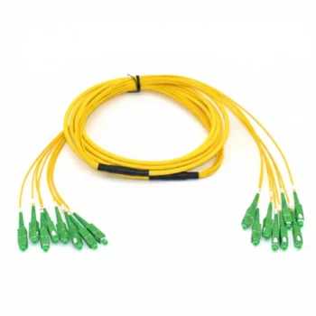 Pre-terminated indoor 8-core fiber breakout cable with SC/APC to SC/APC connectors for 1:8 splitter outputs, LSZH riser jacket