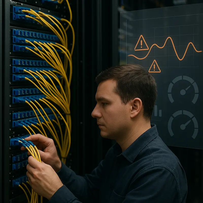 Fiber optic cables exposed to common physical infrastructure risks like construction dig-ups and aerial storm damage.