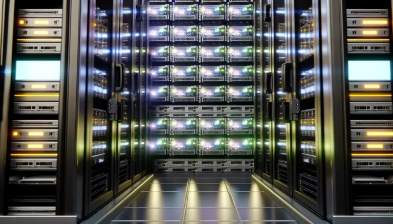 A modern data center featuring interconnected optical modules supporting high-speed data flow.