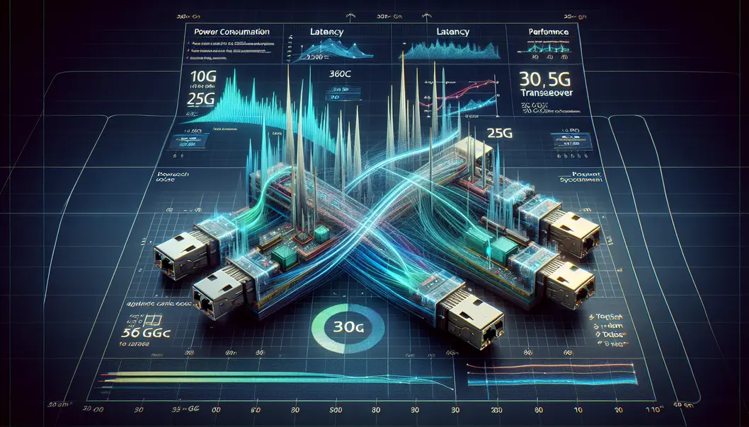 Server racks detailing the comparison of costs for 10G and 25G transceivers in a data center environment.