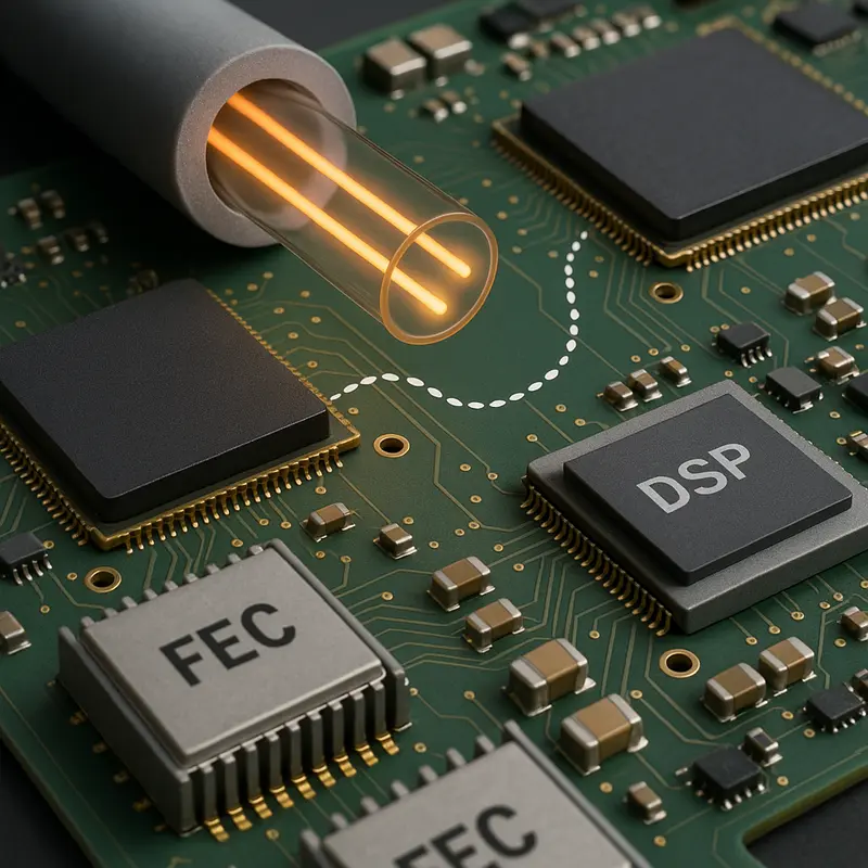 Diagram showing optical interconnect components, highlighting their impact on latency budgets.